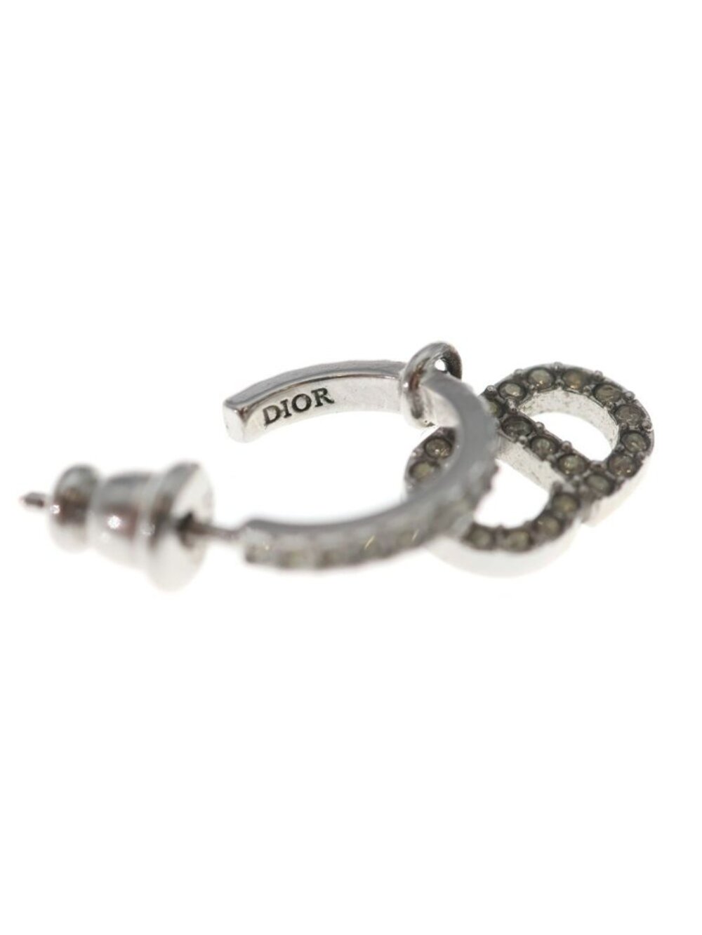 ★SOLD★ Dior Clair de Lune CD Logo Line Stone Earrings Silver Metal Crystal - Picture 5 of 6